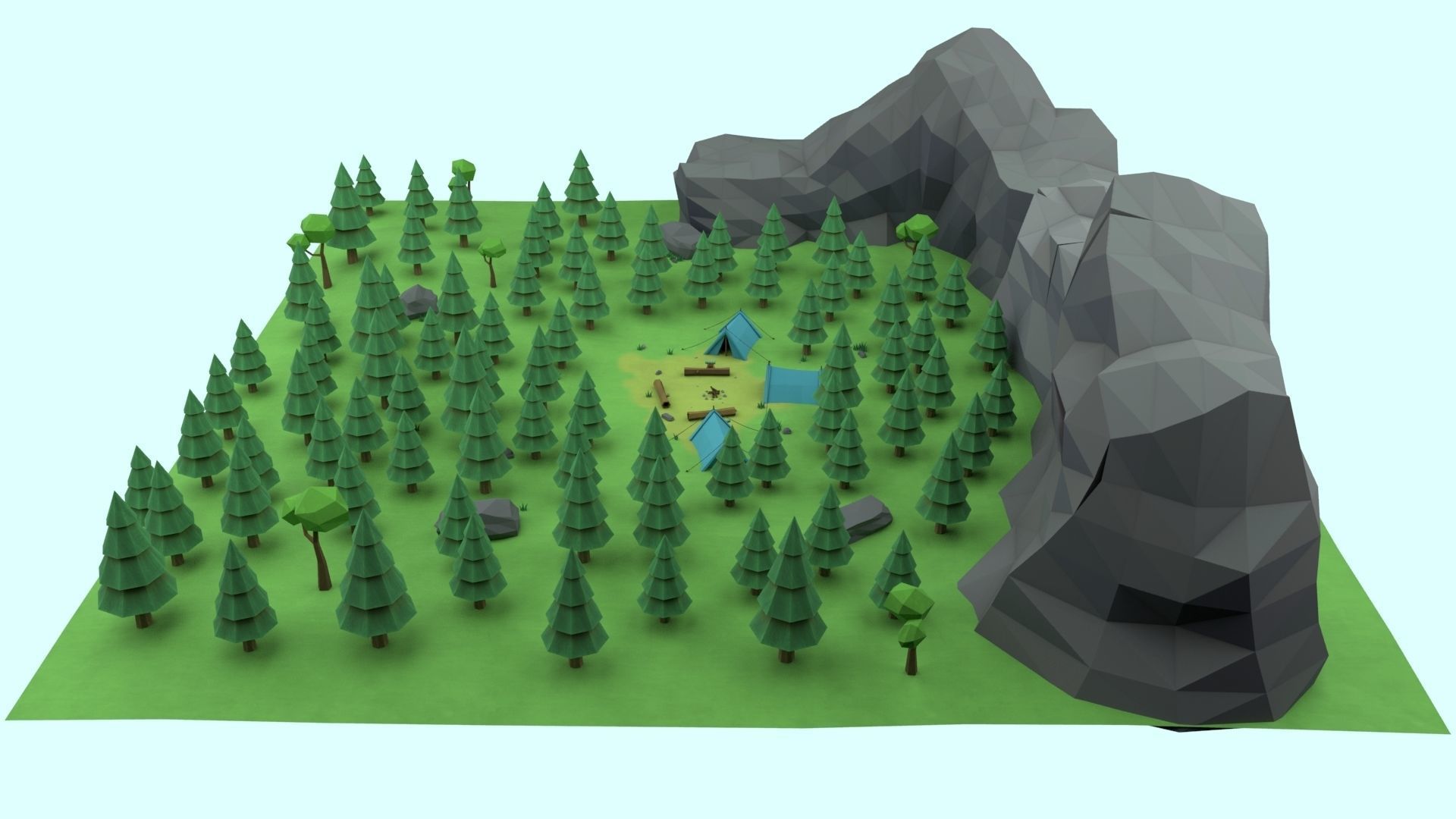 Cartoon Camp Low-poly 3D model_53