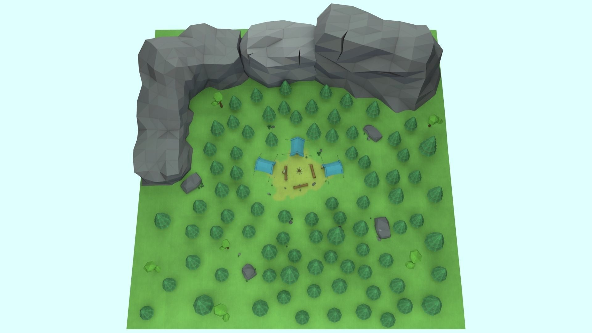 Cartoon Camp Low-poly 3D model_16