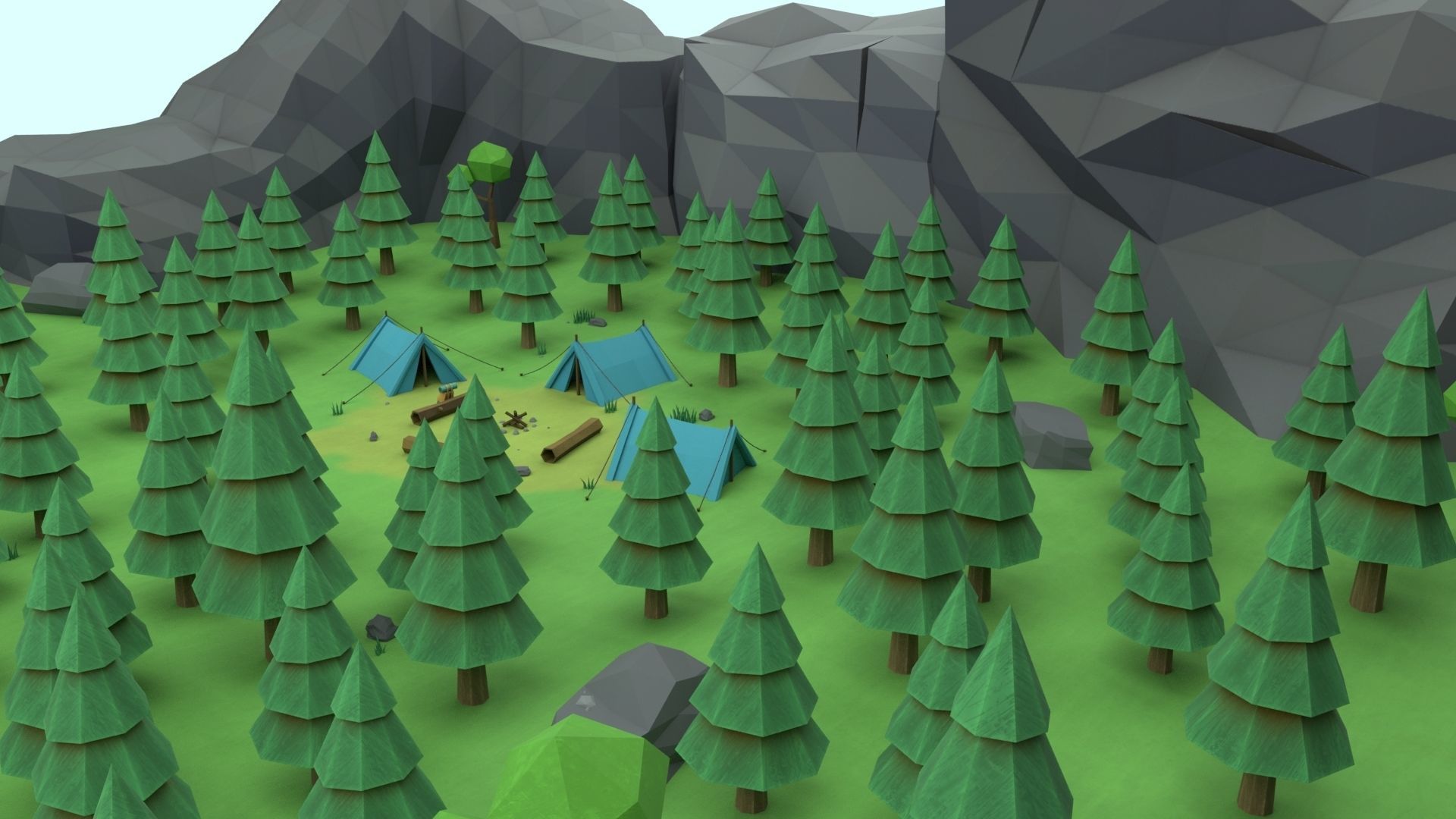 Cartoon Camp Low-poly 3D model_33