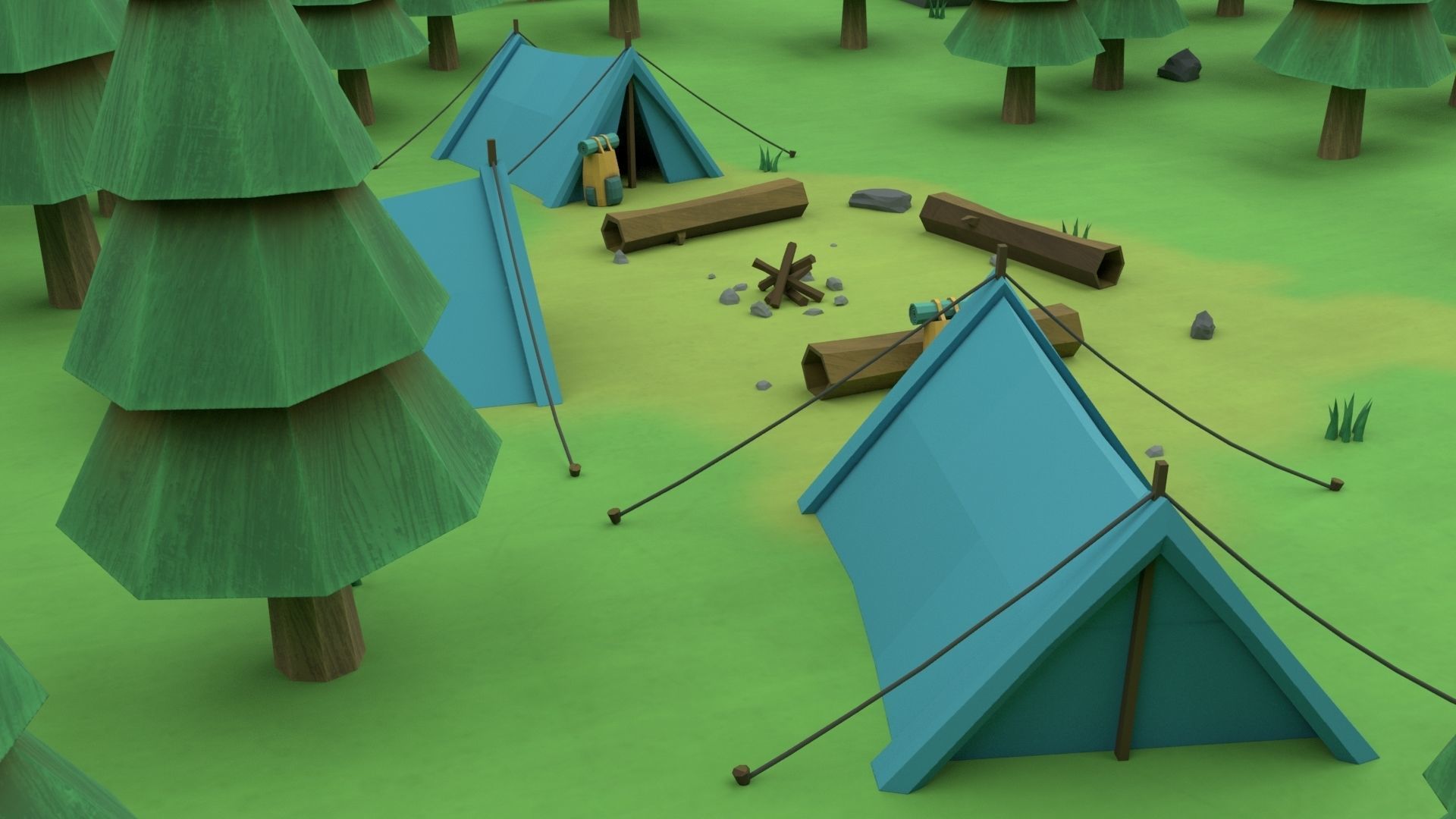 Cartoon Camp Low-poly 3D model_45
