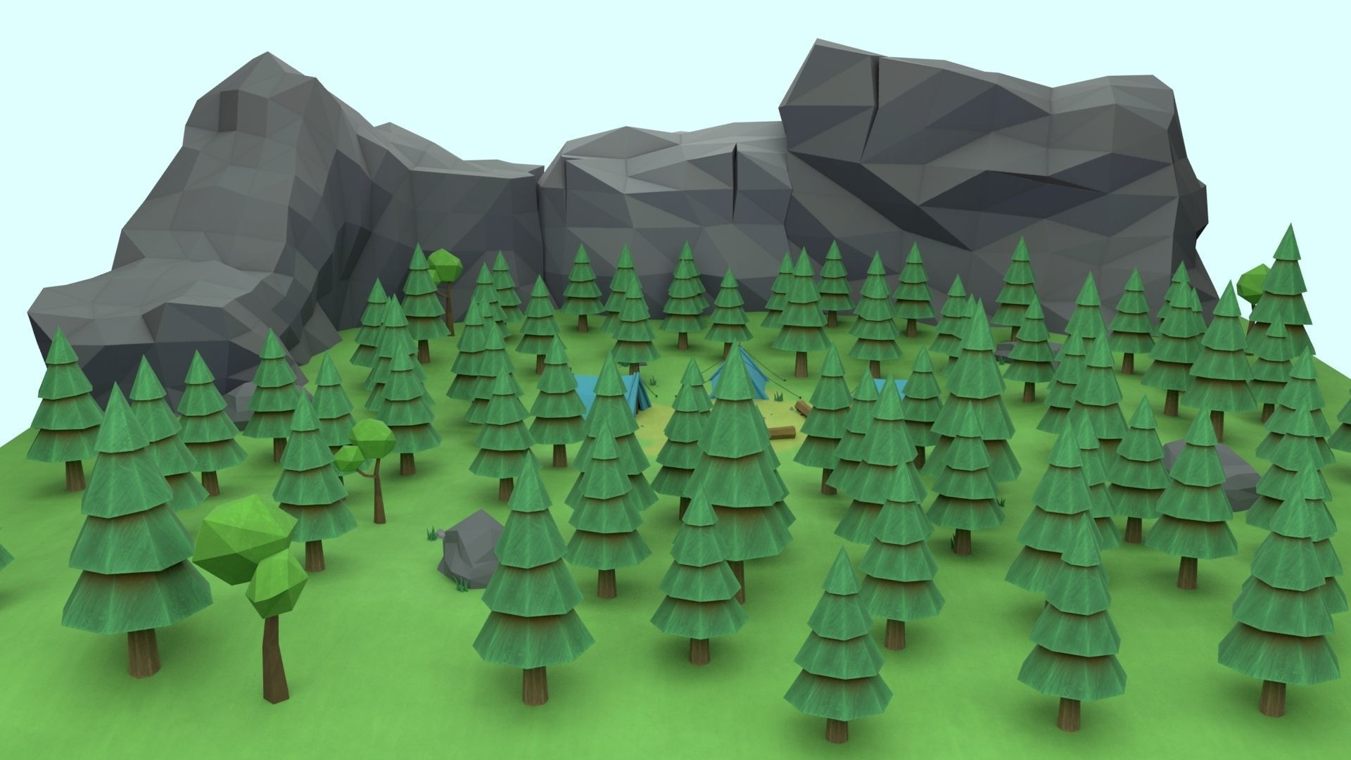 Cartoon Camp Low-poly 3D model_10