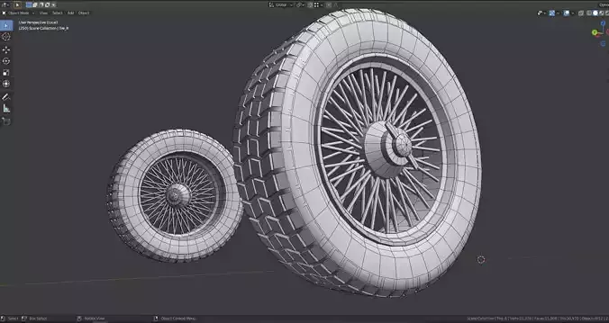 Classic wheel lowpoly for car modeling 