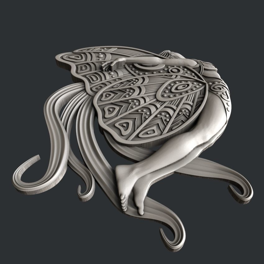 3d STL models for CNC router woman butterfly 3D model_3
