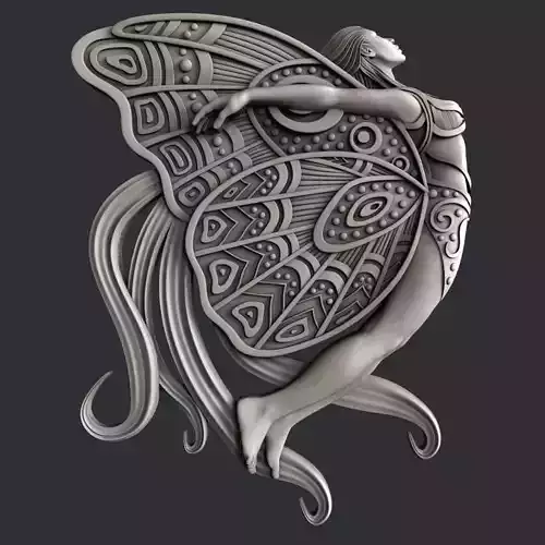 3d STL models for CNC router woman butterfly 3D model