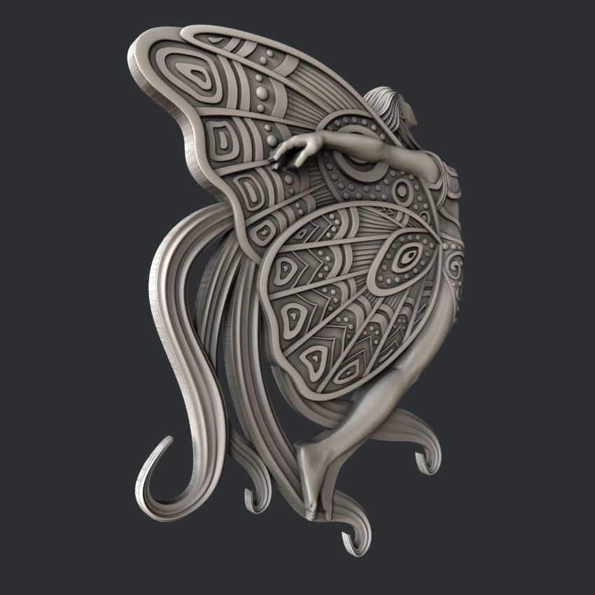 3d STL models for CNC router woman butterfly 3D model_1