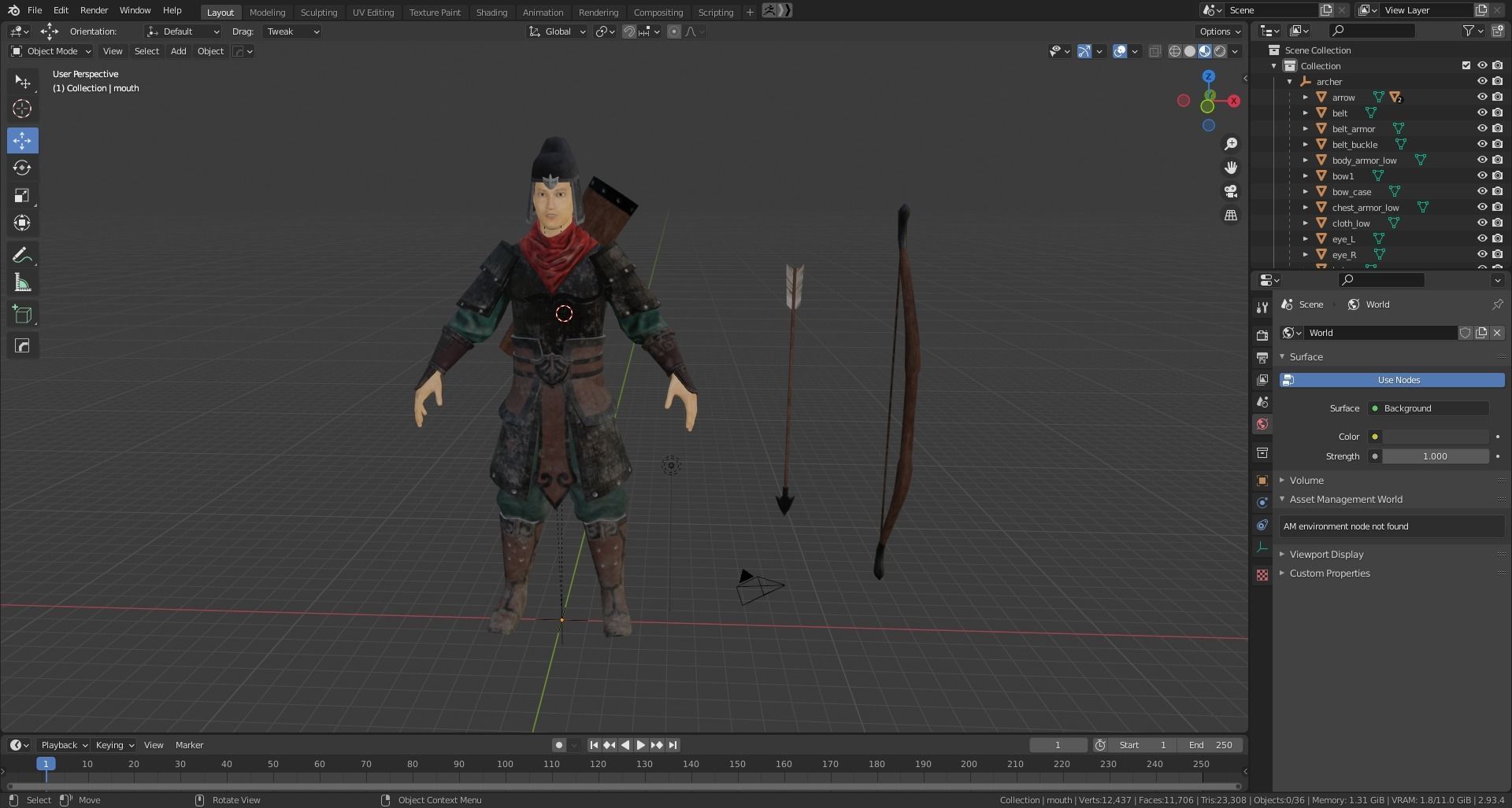 Ancient warriors asia Low-poly 3D model_8