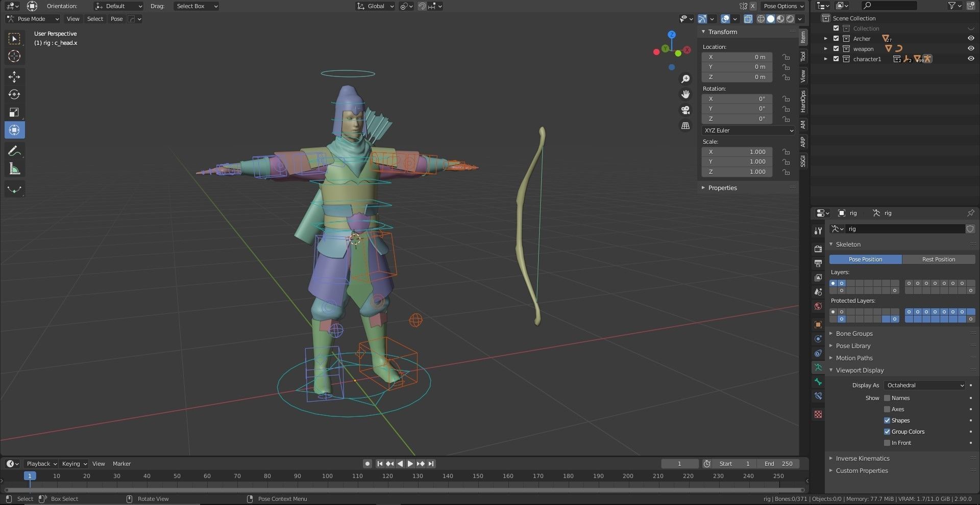 Ancient warriors asia Low-poly 3D model_6