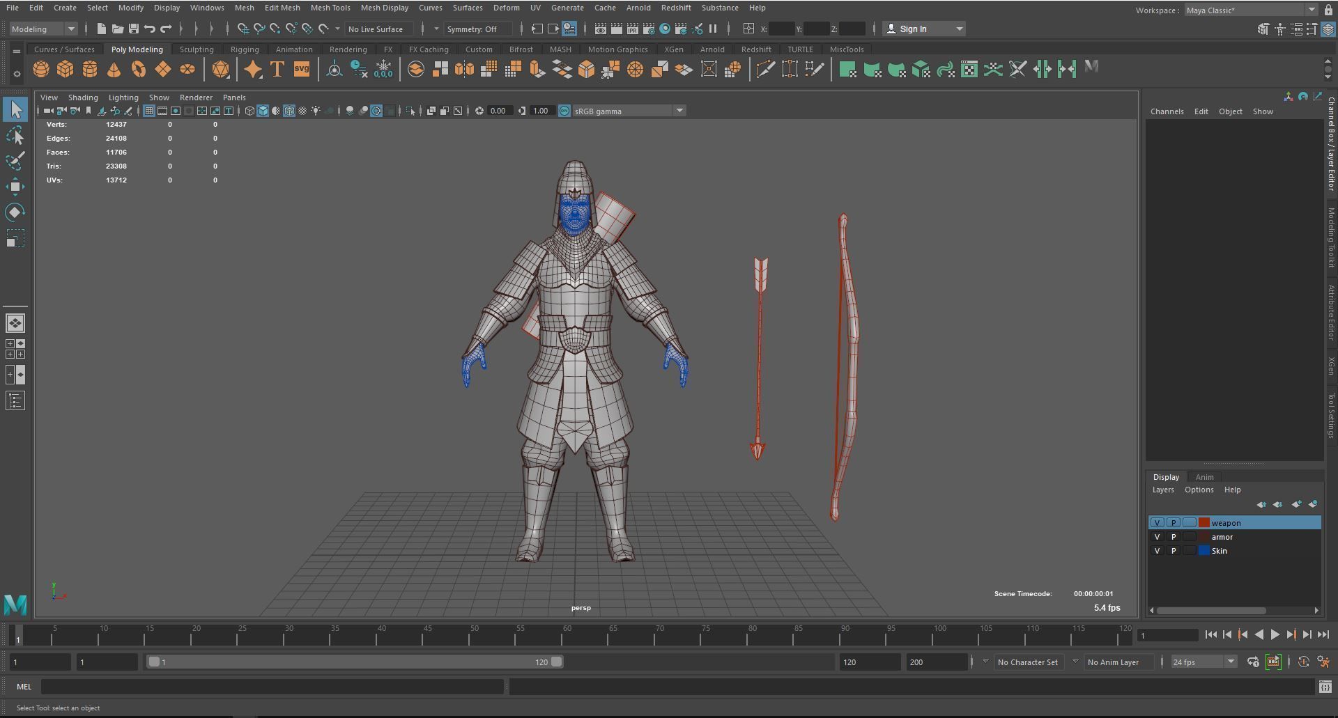 Ancient warriors asia Low-poly 3D model_3