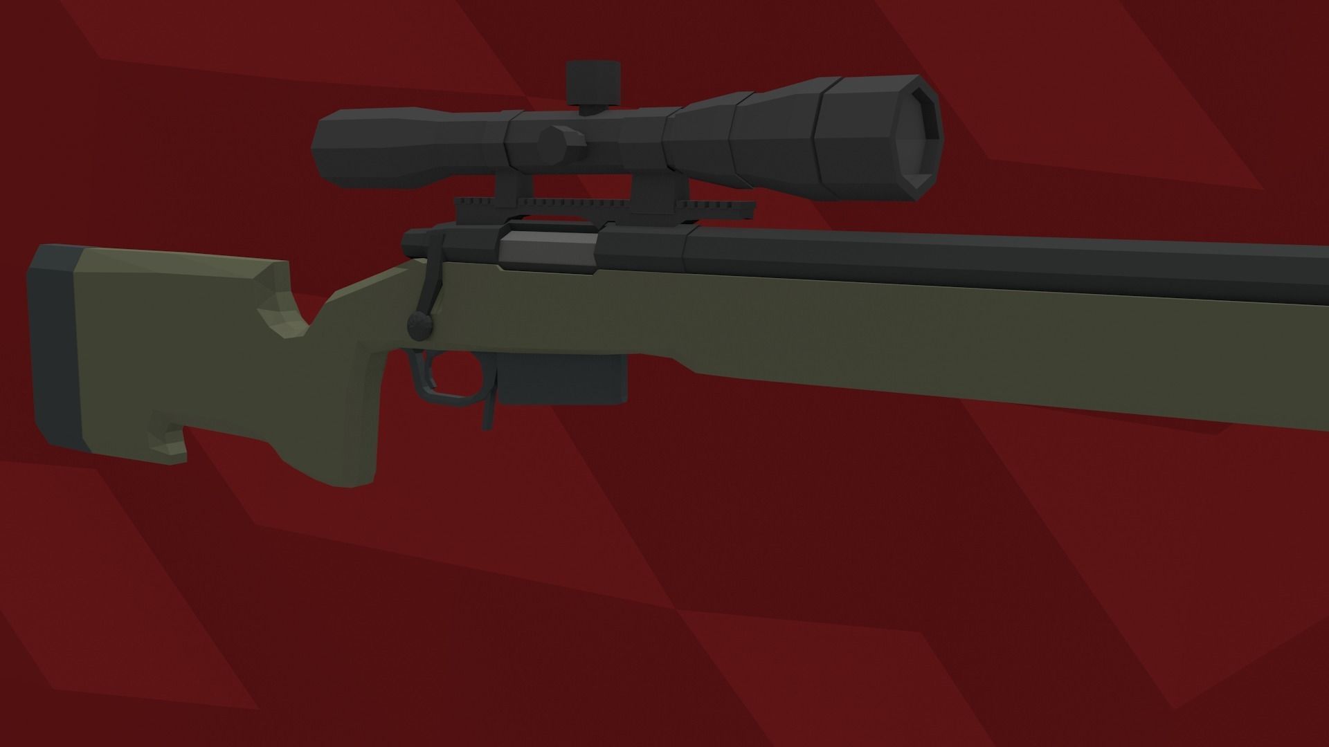 Low-Poly M40A5 Bolt Action Sniper Rifle Low-poly 3D model_3