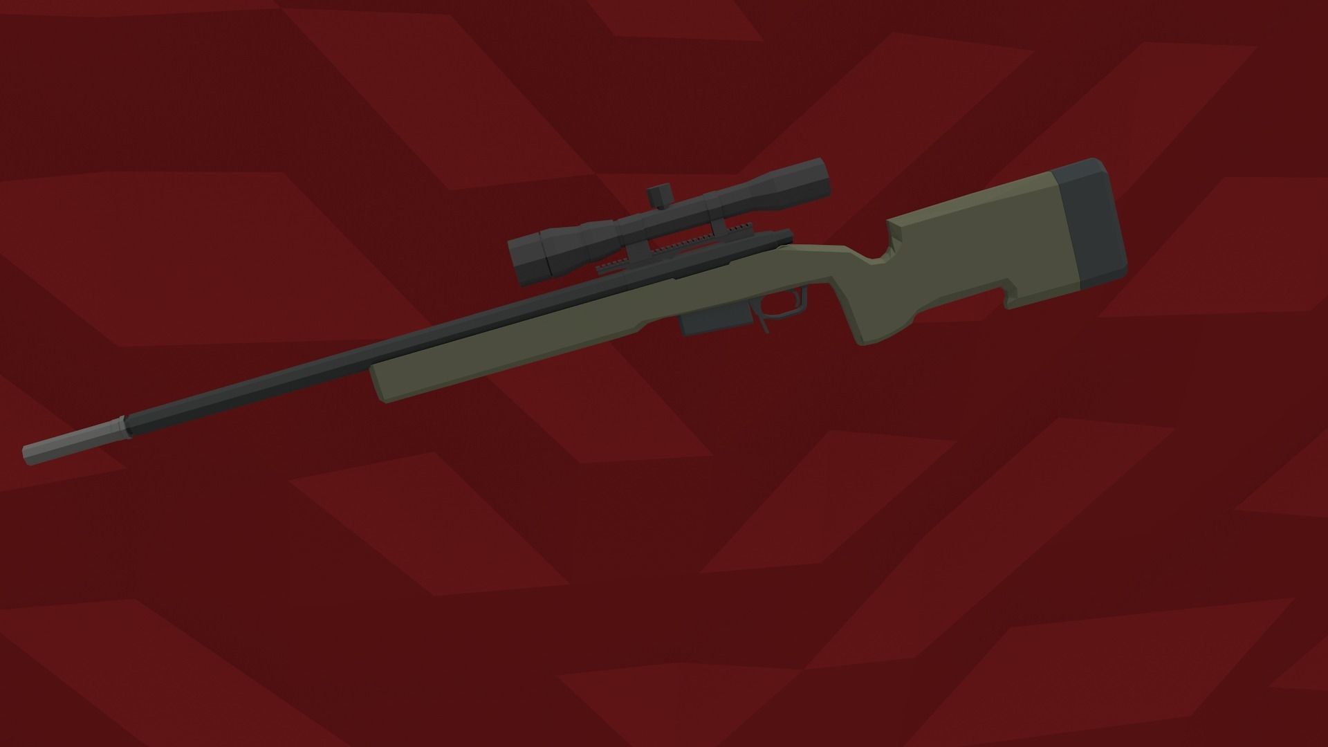 Low-Poly M40A5 Bolt Action Sniper Rifle Low-poly 3D model_5