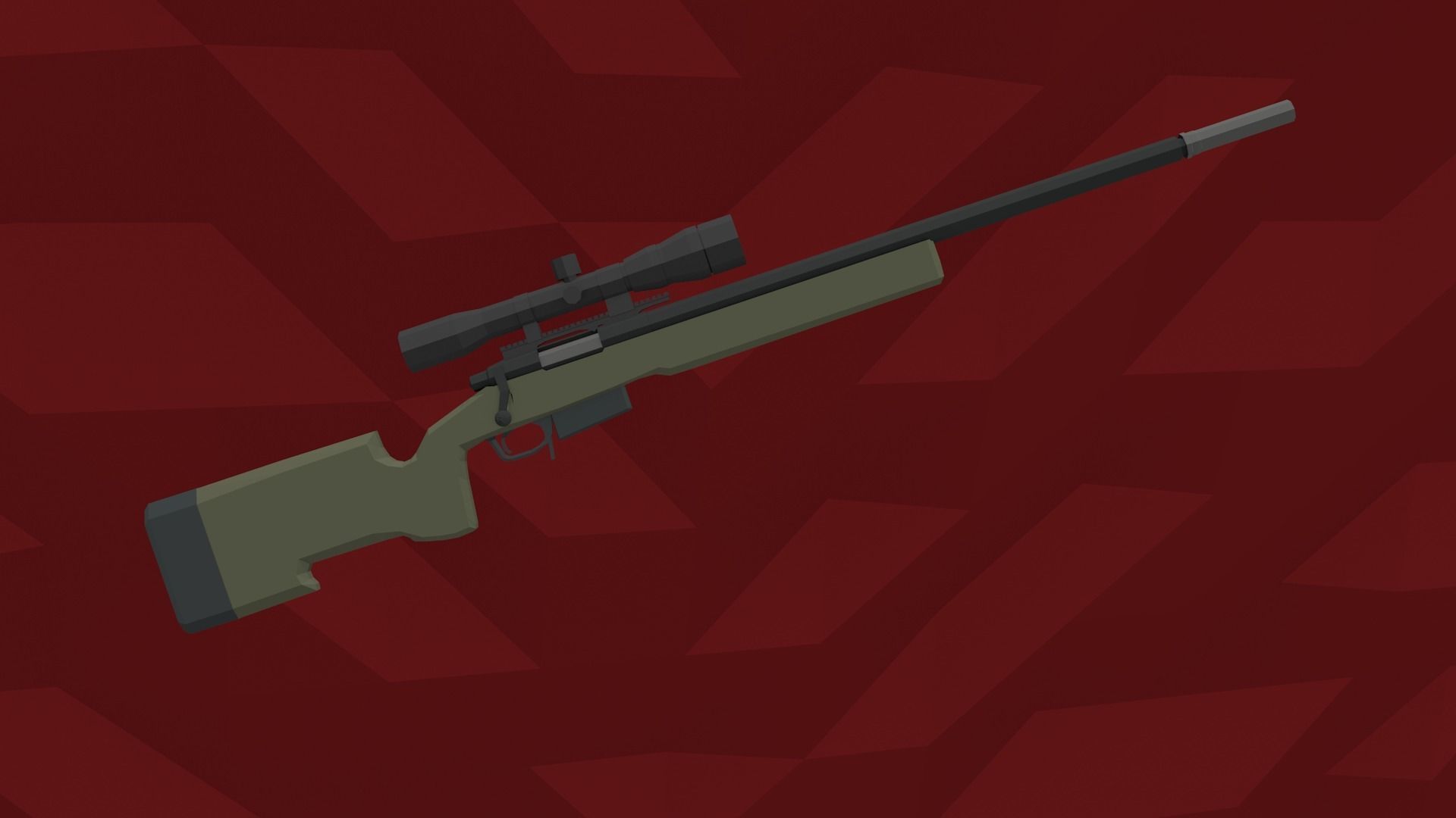 Low-Poly M40A5 Bolt Action Sniper Rifle Low-poly 3D model_4