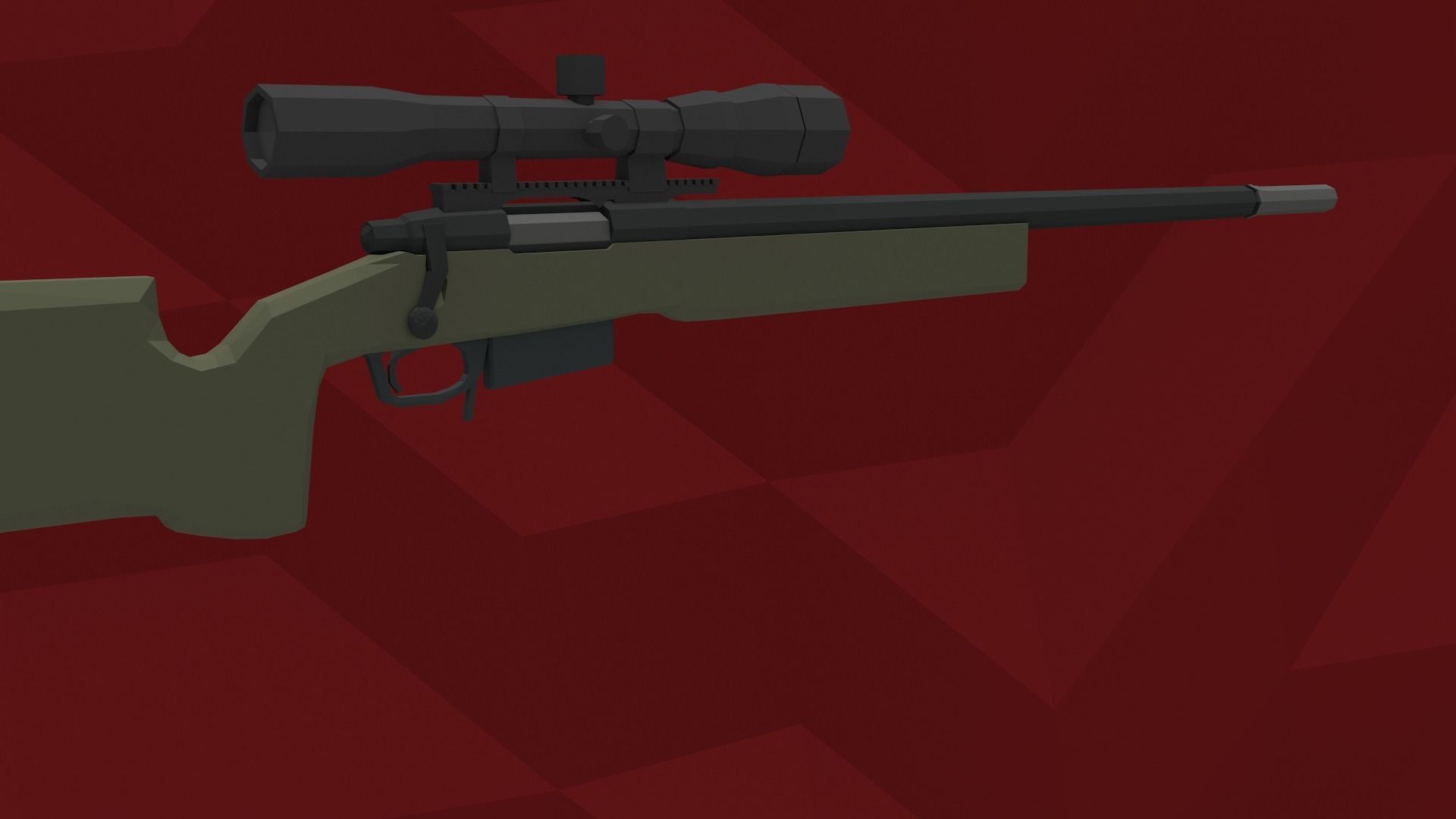 Low-Poly M40A5 Bolt Action Sniper Rifle Low-poly 3D model_2