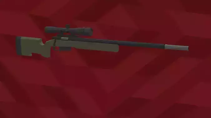 Low-Poly M40A5 Bolt Action Sniper Rifle Low-poly 3D model