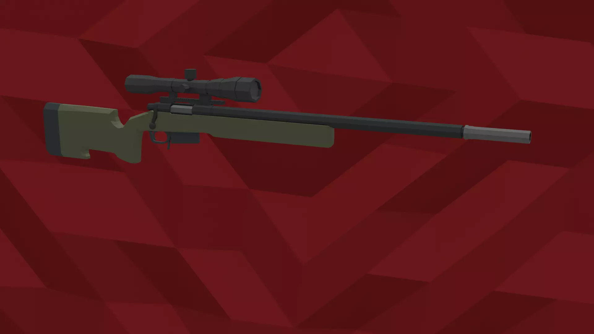 Low-Poly M40A5 Bolt Action Sniper Rifle Low-poly 3D model_0