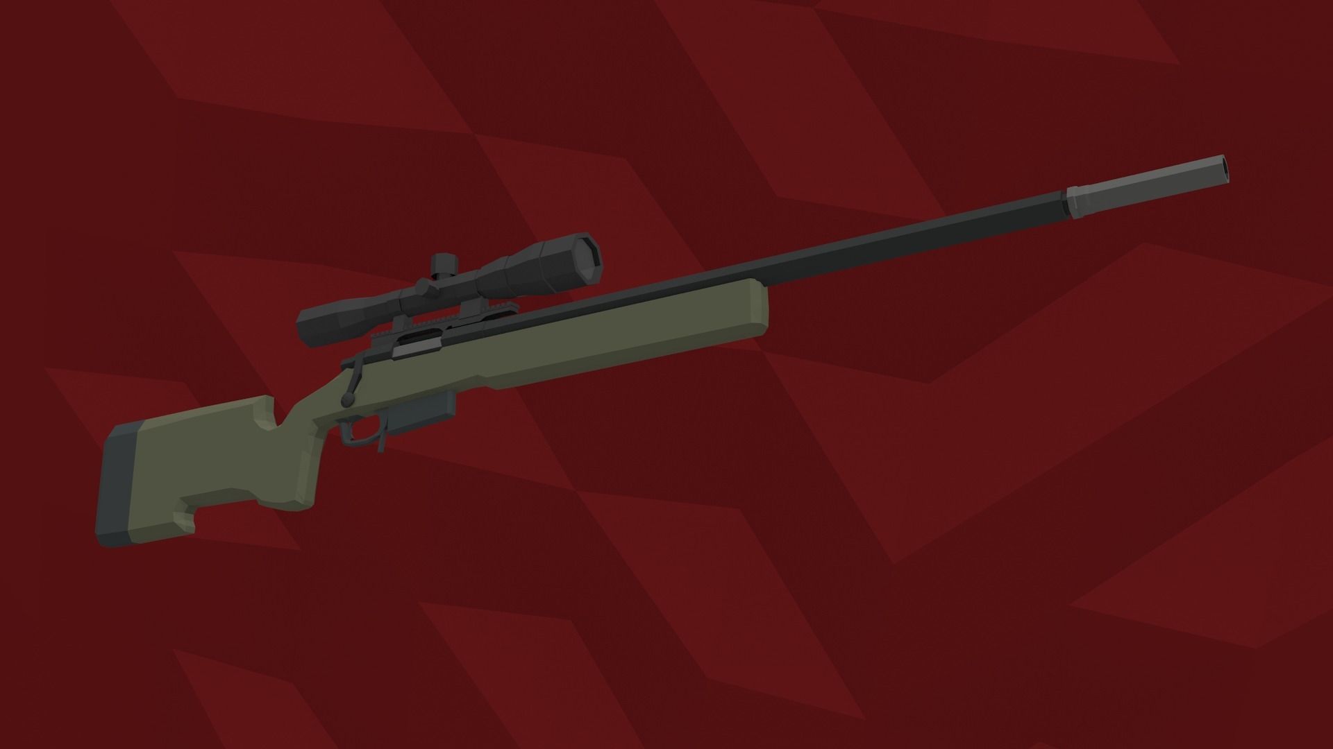 Low-Poly M40A5 Bolt Action Sniper Rifle Low-poly 3D model_6
