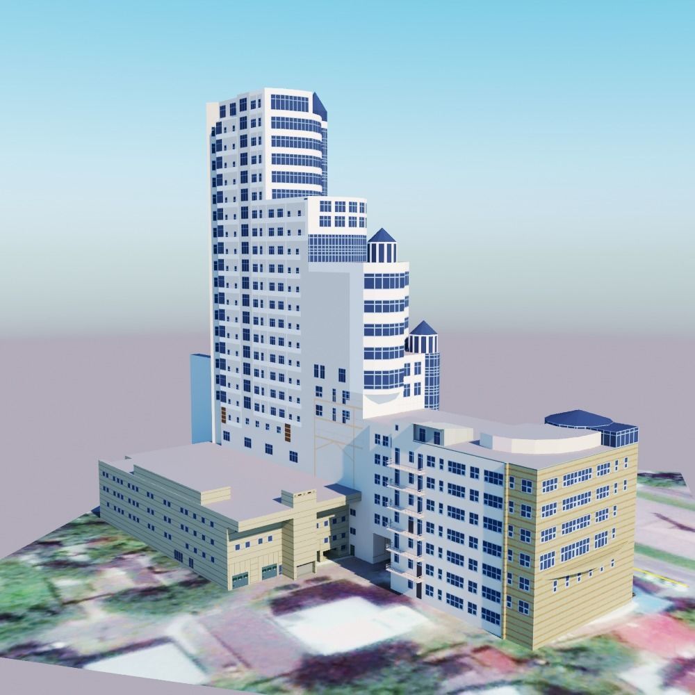 skyscraper high rise building Low-poly 3D model_5