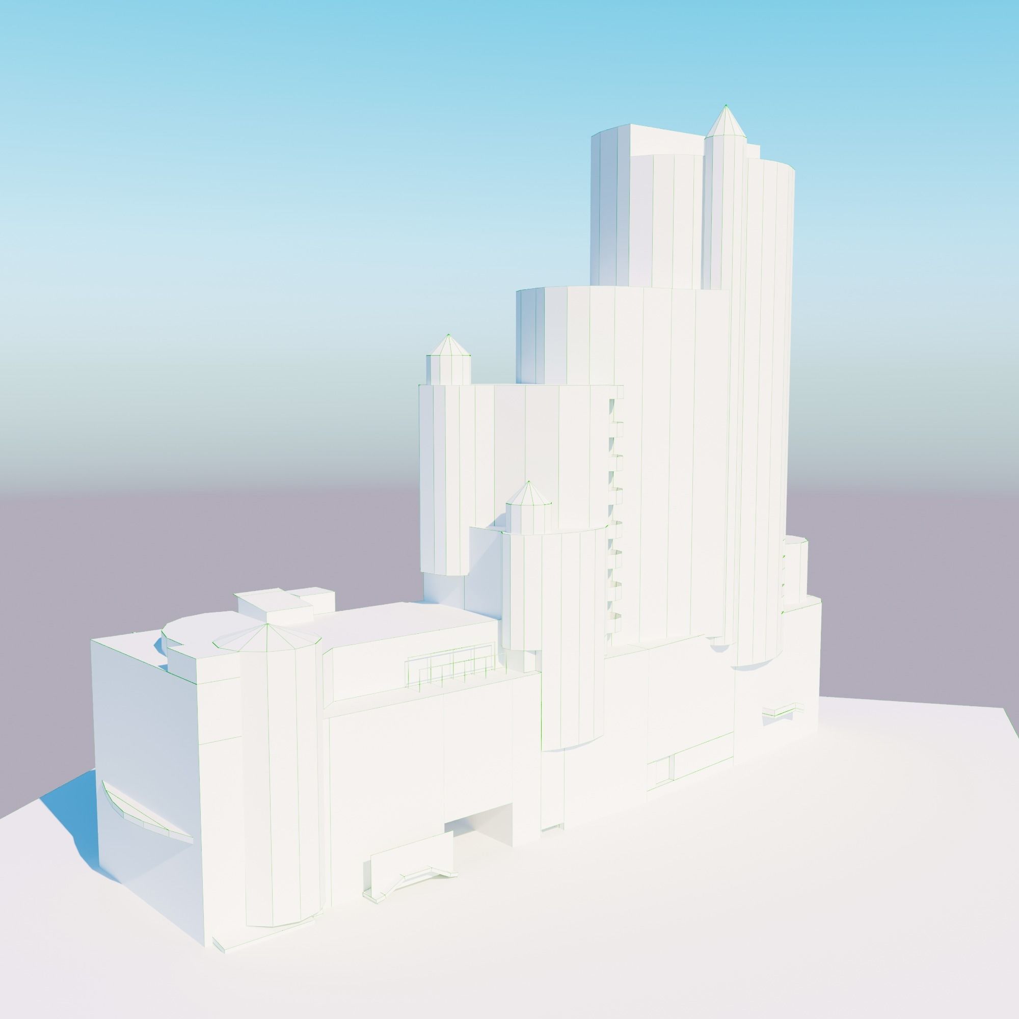 skyscraper high rise building Low-poly 3D model_6
