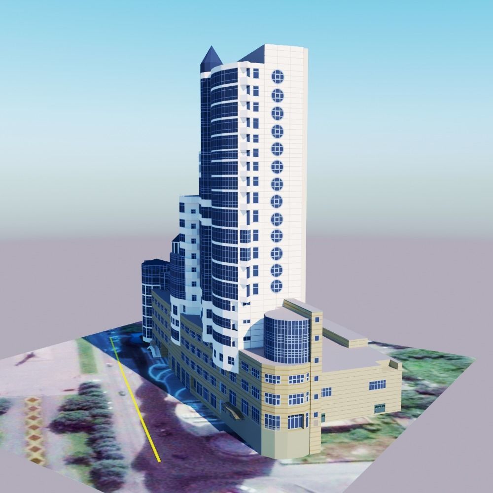 skyscraper high rise building Low-poly 3D model_2