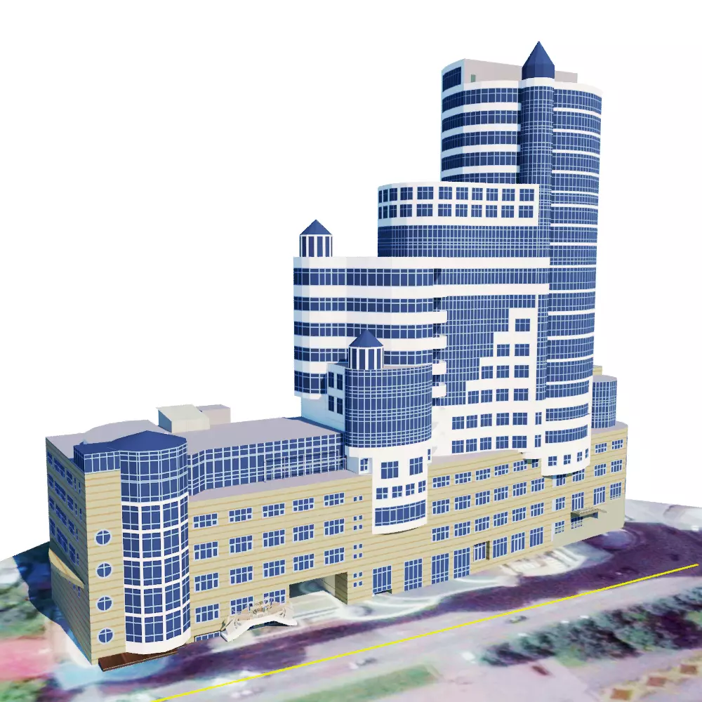 skyscraper high rise building Low-poly 3D model_0