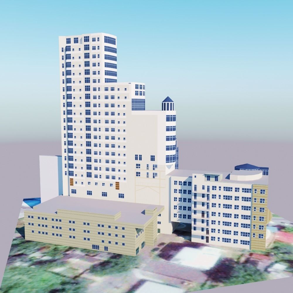 skyscraper high rise building Low-poly 3D model_4