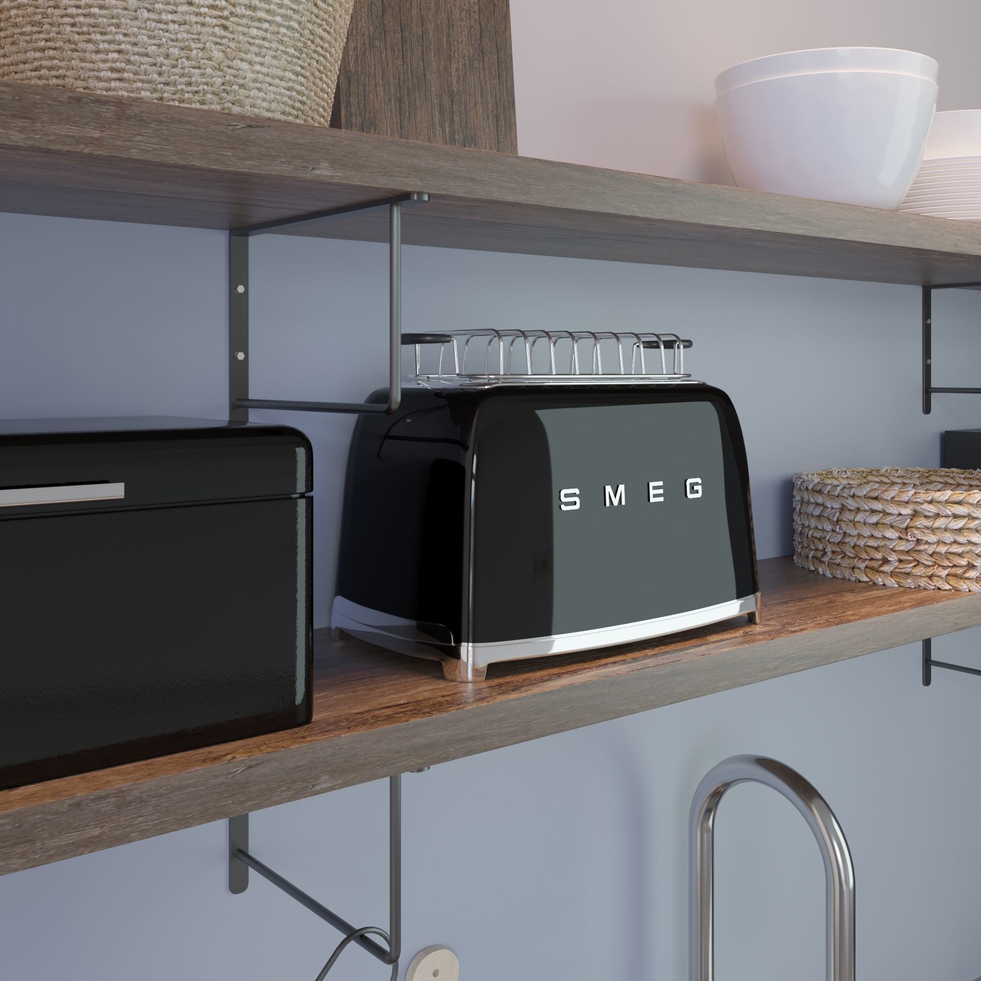 Kitchen set with shelves and sink 3D model_3