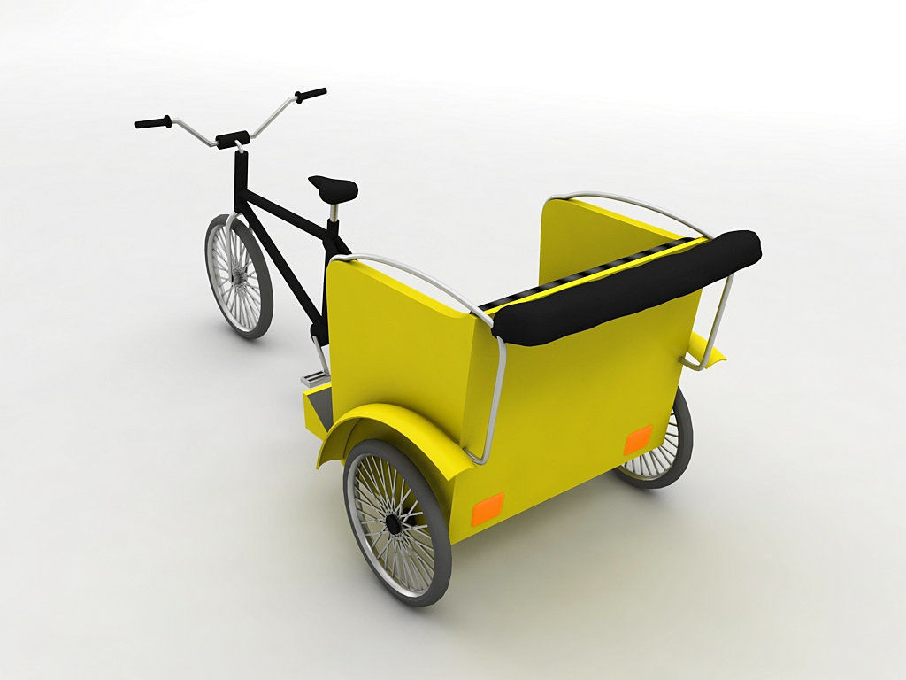 Pedal Bike Rickshaw Low-poly 3D model_1