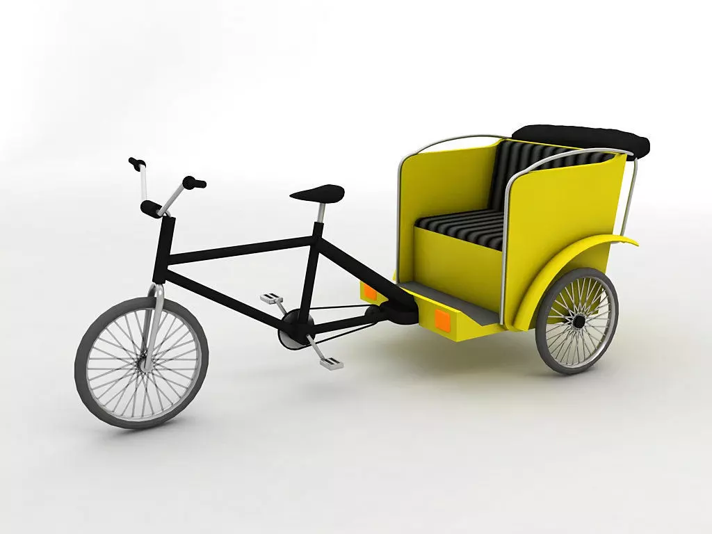 Pedal Bike Rickshaw Low-poly 3D model_0