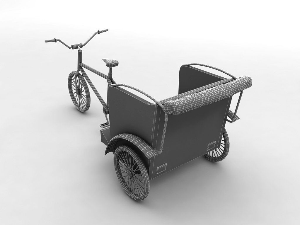 Pedal Bike Rickshaw Low-poly 3D model_3