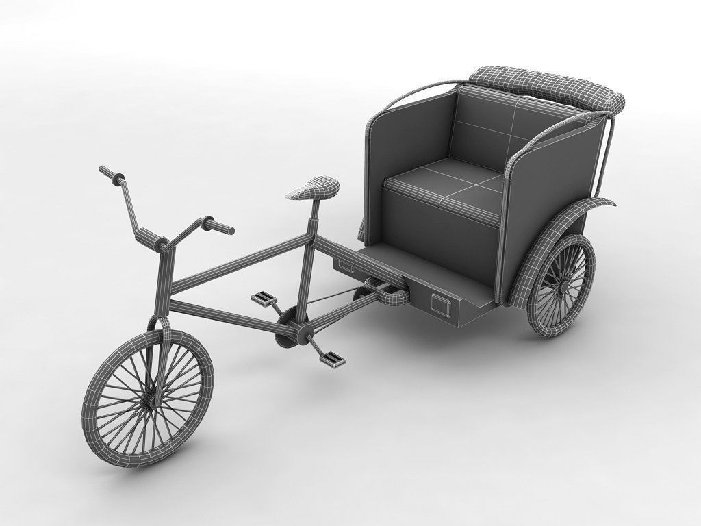 Pedal Bike Rickshaw Low-poly 3D model_2