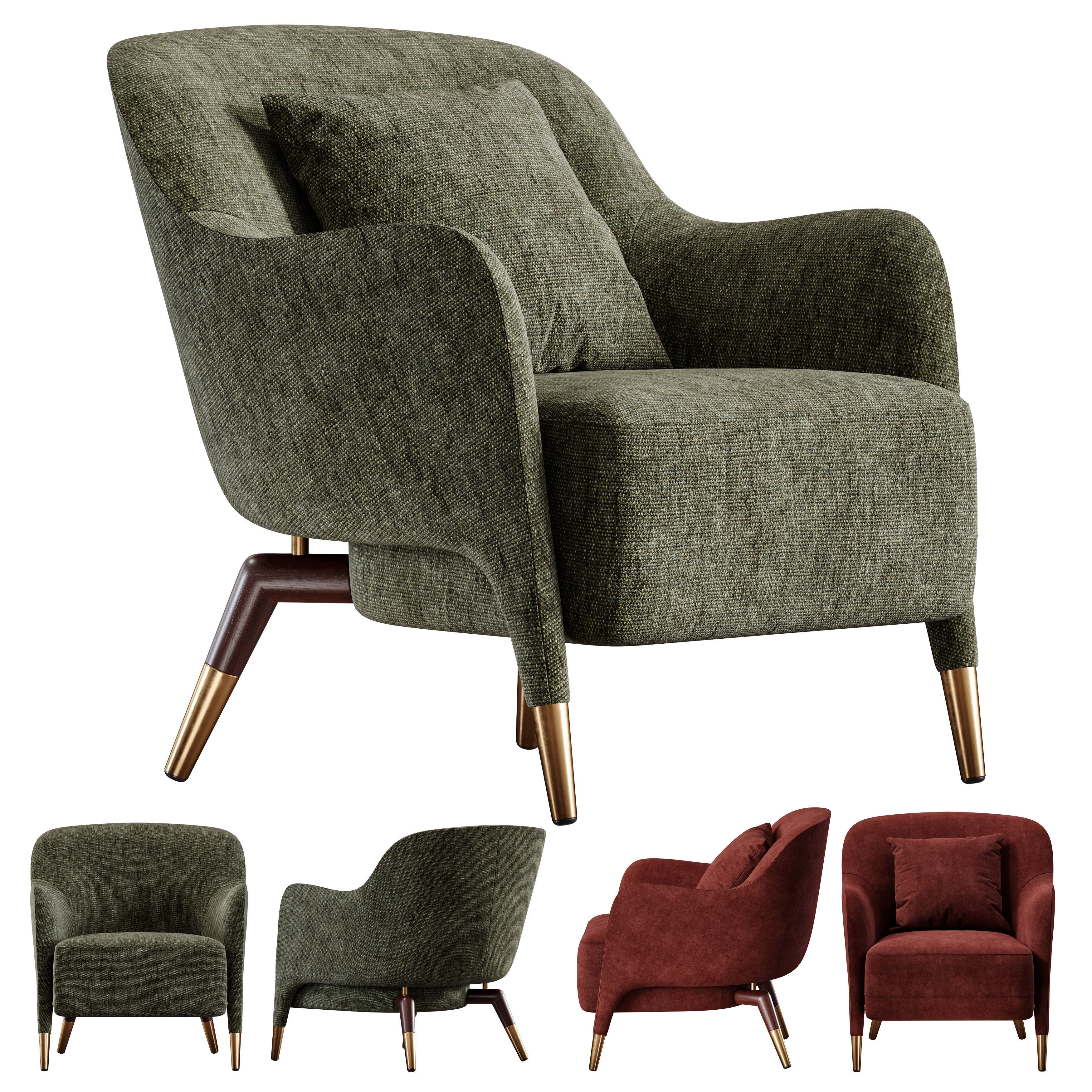Armchair Molteni D1514 3D model_1