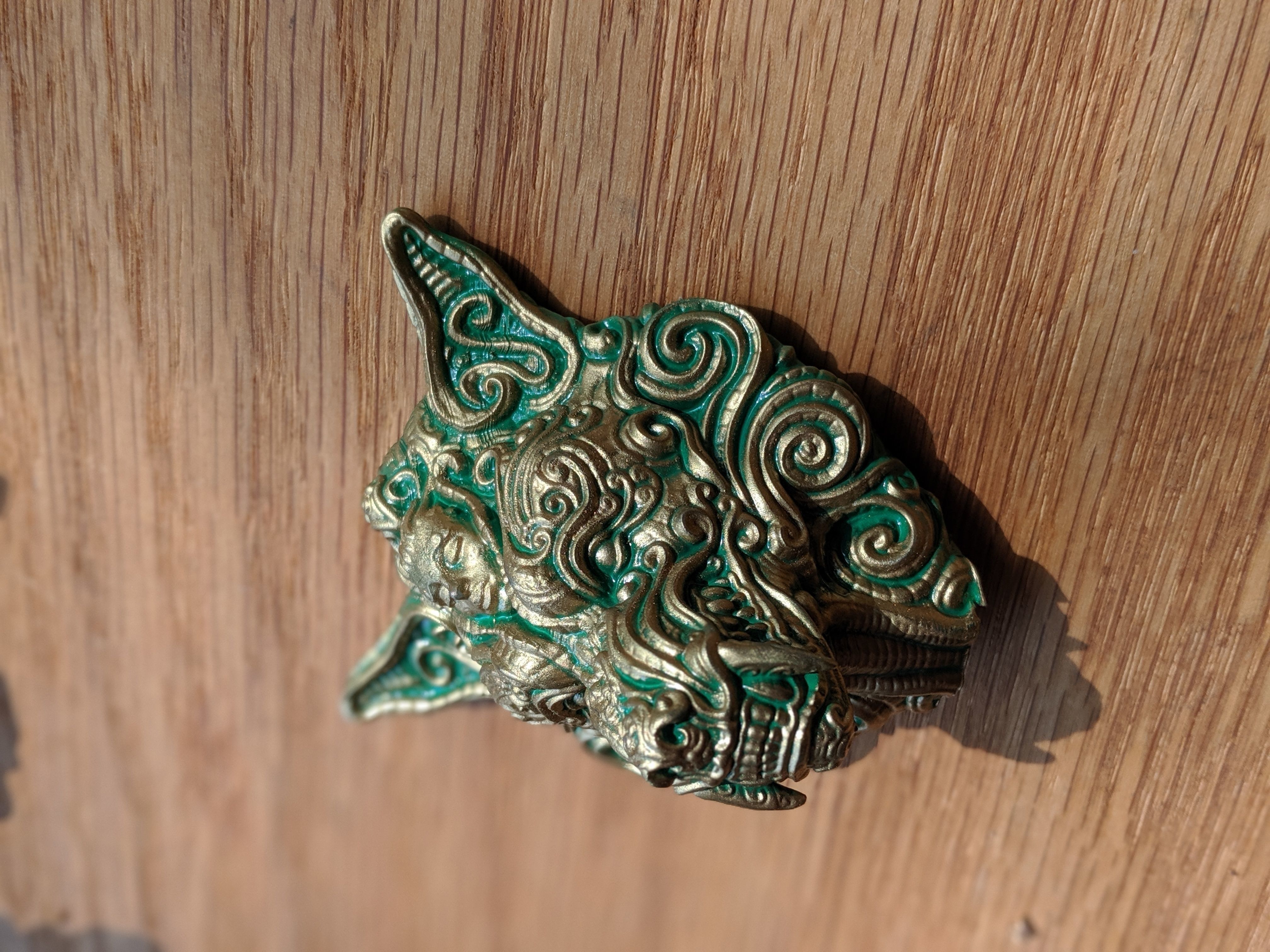 Ornate wolf head 3D print model_5
