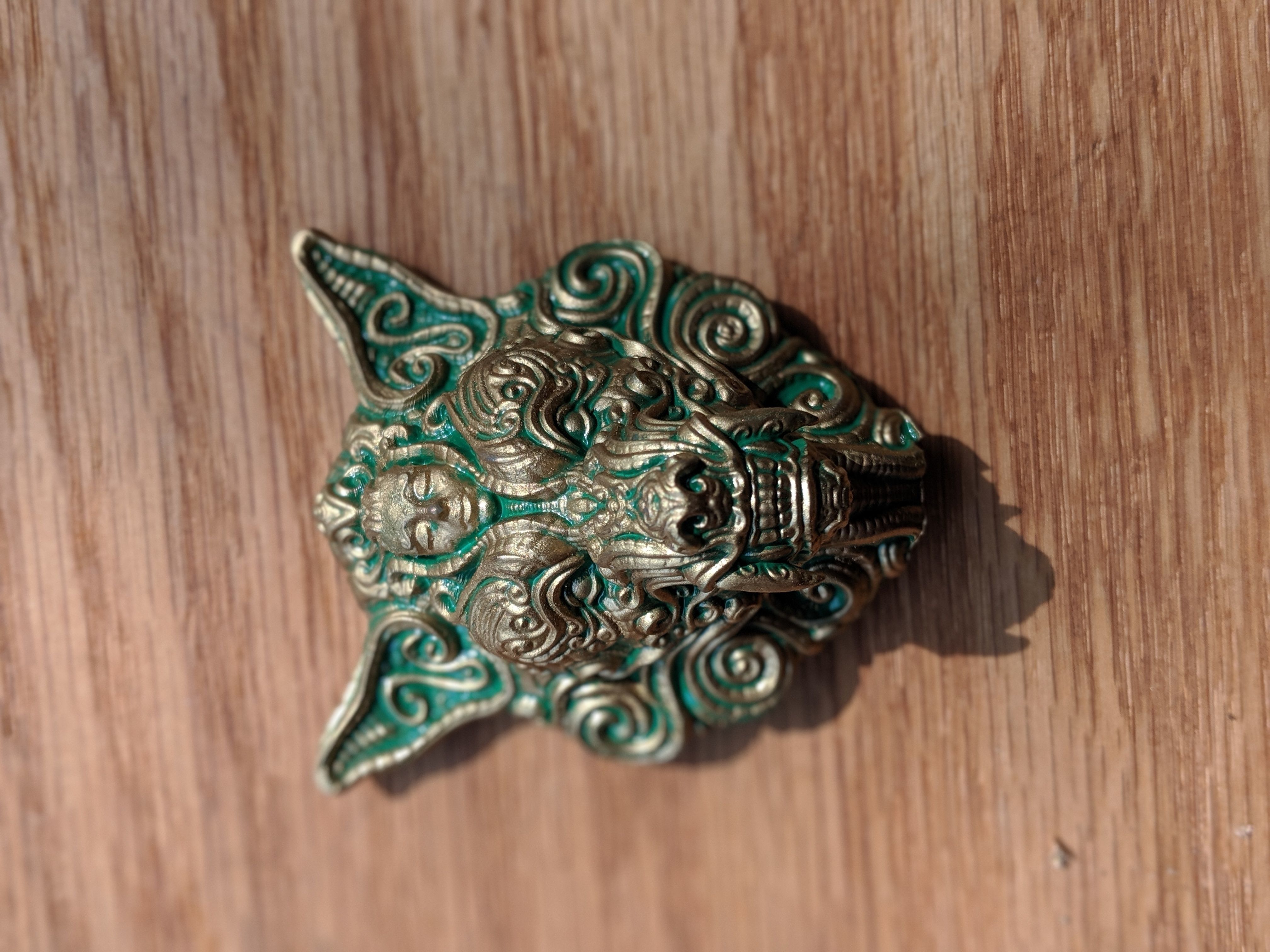 Ornate wolf head 3D print model_4