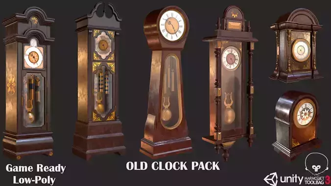 Old Clock Pack PBR 3D Model Collection