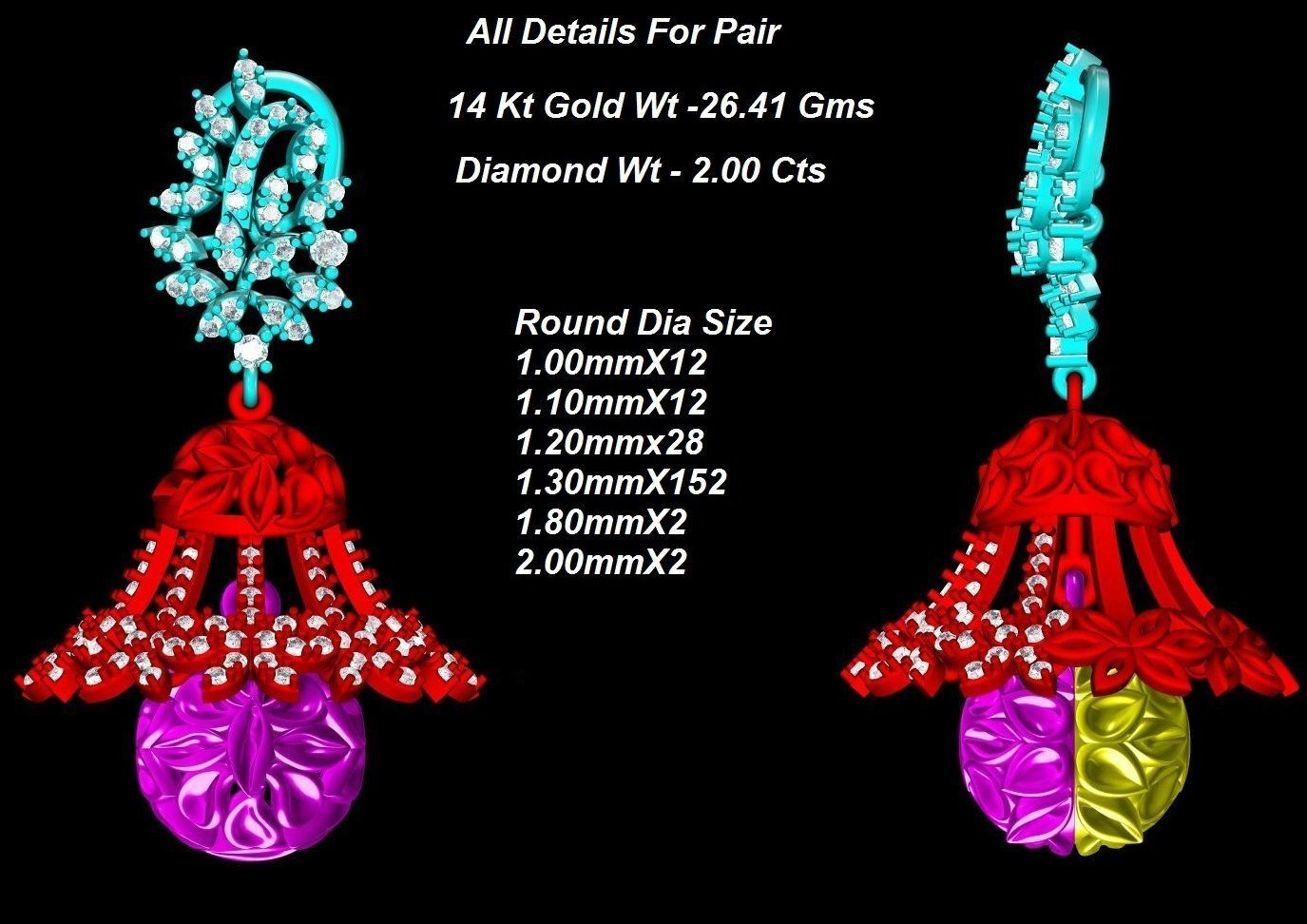 Necklace gold and diamond set 3D print model_2