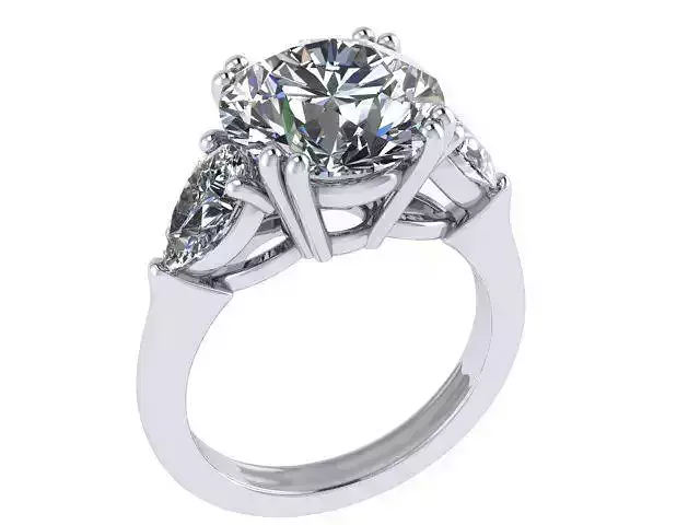 Round and Pear Shape Diamond Ring