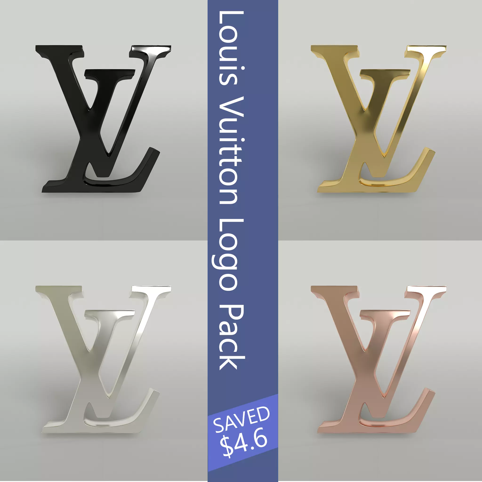 Louis Vuitton Logo Pack Free low-poly 3D model