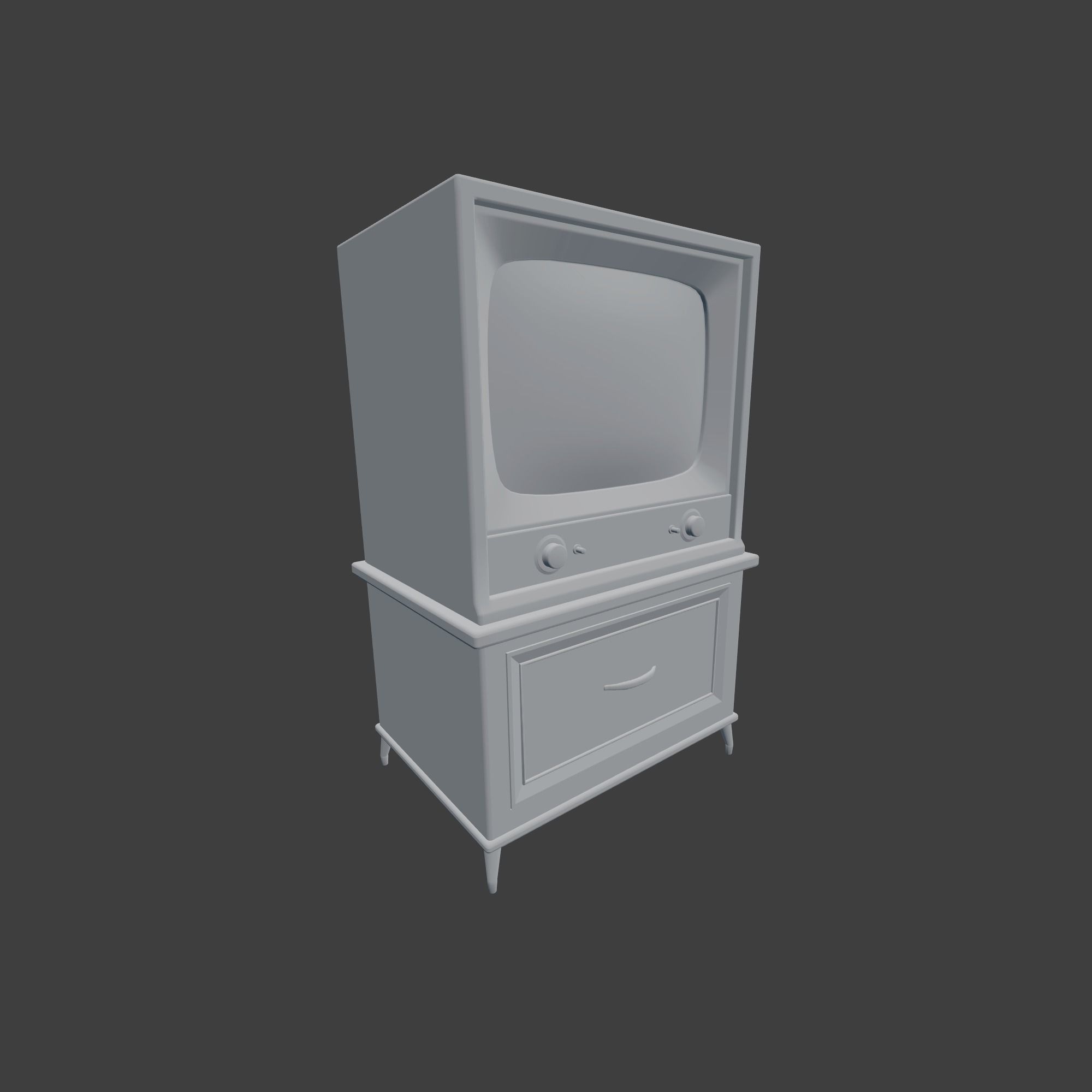 Classic Wooden Television Low-poly 3D model_5