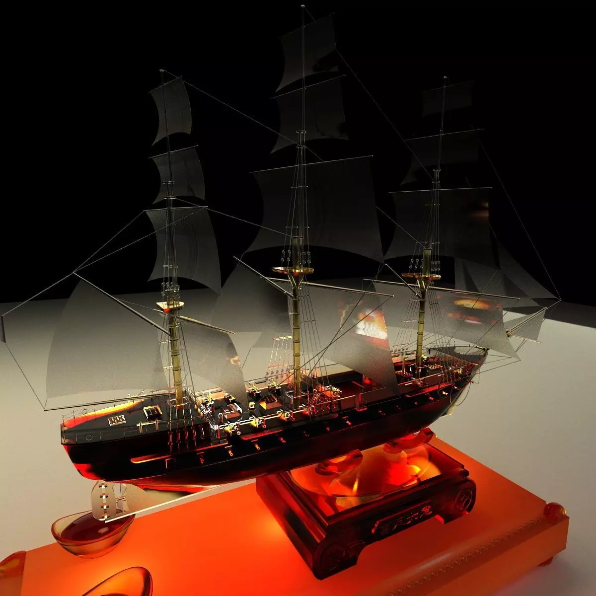 Chinese sail boat 3D model_0