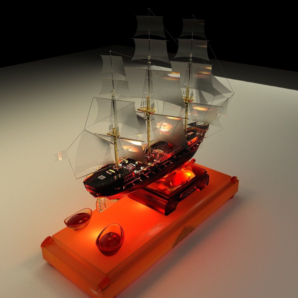 Chinese sail boat 3D model_3