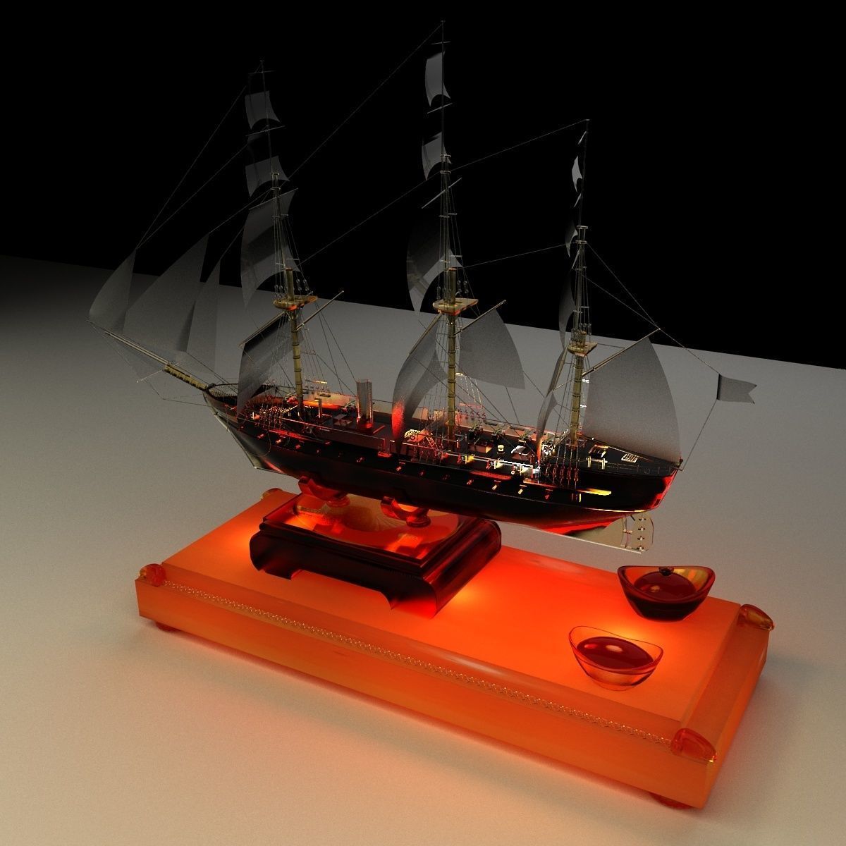 Chinese sail boat 3D model_4