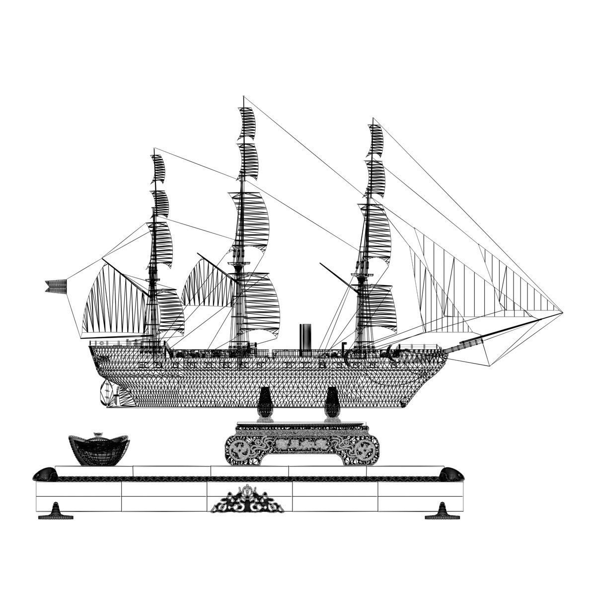 Chinese sail boat 3D model_5