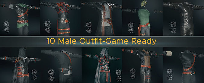 10 Male Outfit -Game Ready 3D Model Collection
