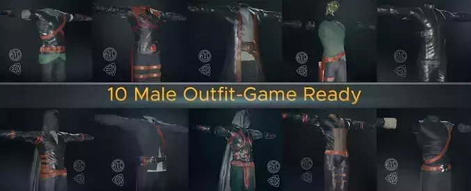 10 Male Outfit -Game Ready 3D Model Collection
