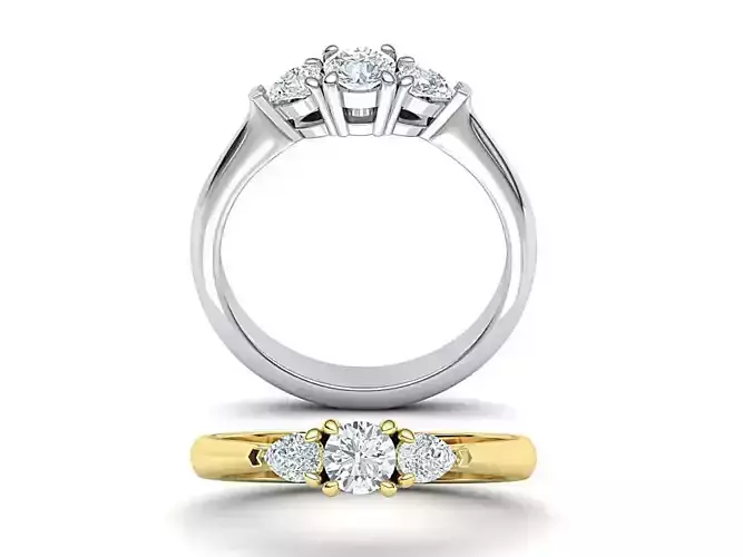 Three Stone ring Classic 3dmodel Printable 3dmodel 3D print model