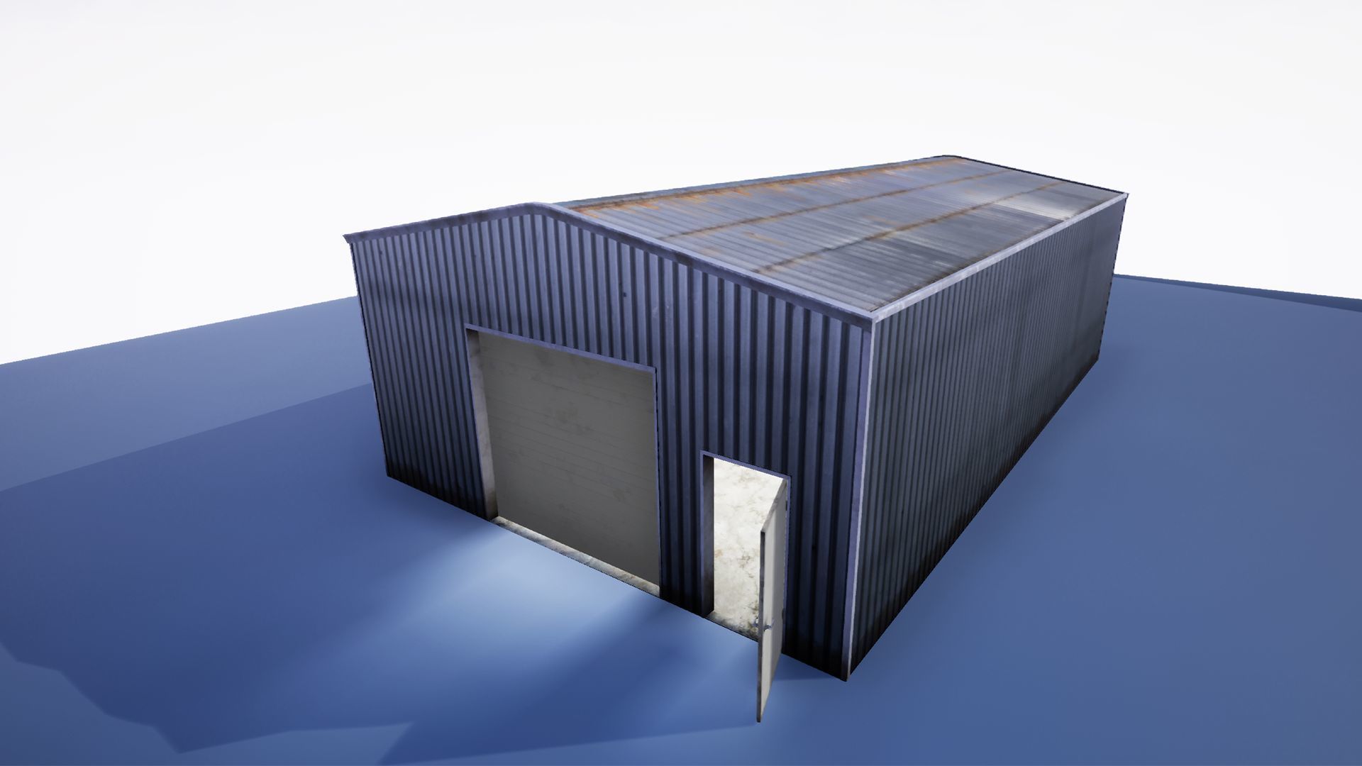 Workshop in metal building Low-poly 3D model_12