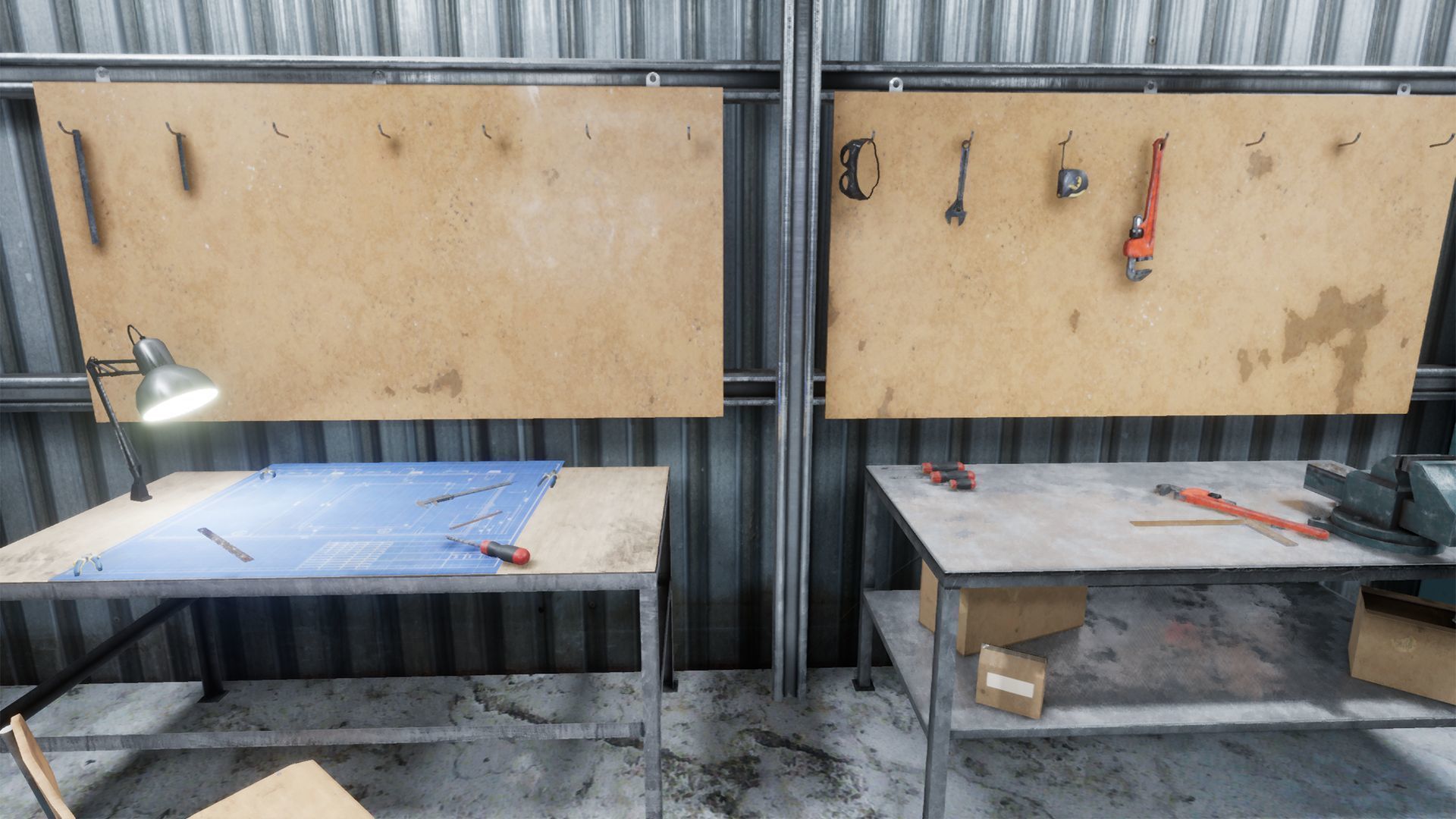 Workshop in metal building Low-poly 3D model_10