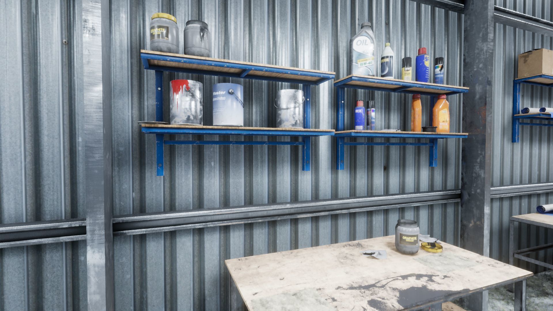 Workshop in metal building Low-poly 3D model_7