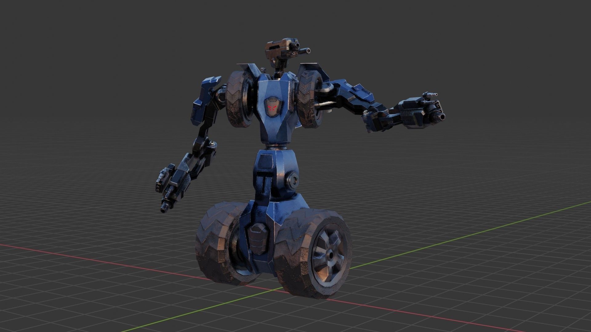 Science fiction Robot Fighter and Destroyer Animated Low-poly 3D model_3