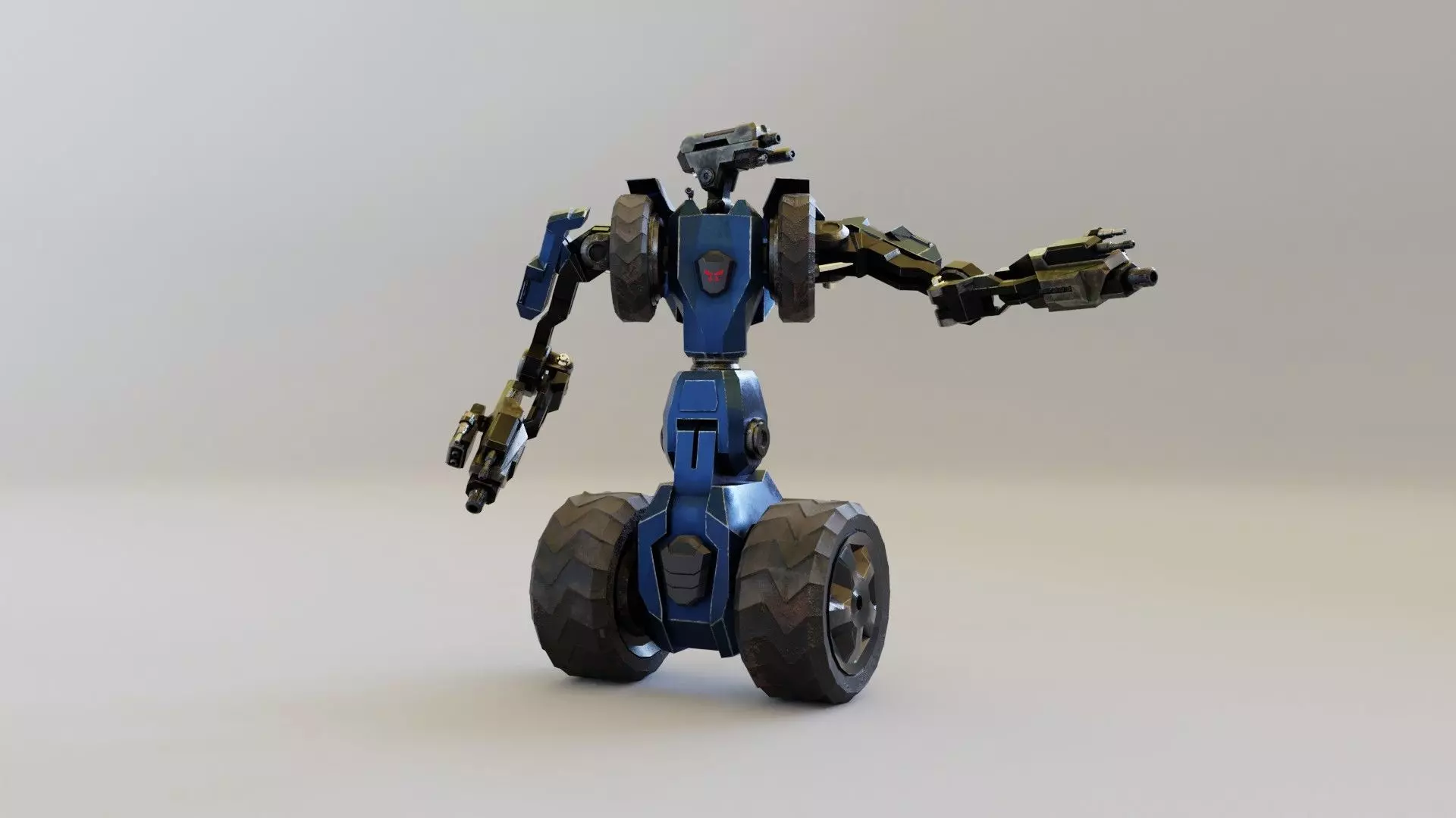 Science fiction Robot Fighter and Destroyer Animated Low-poly 3D model_0