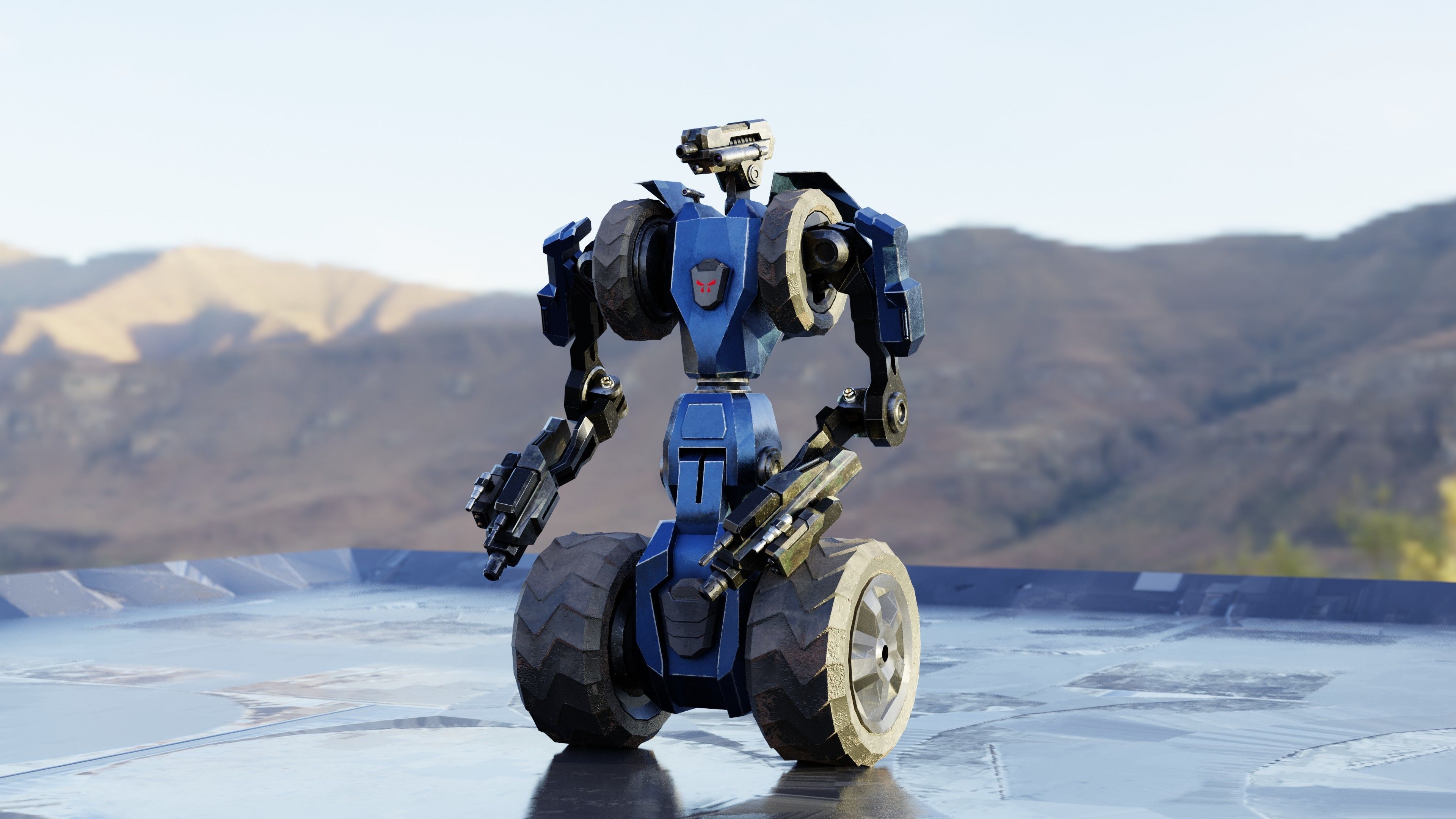 Science fiction Robot Fighter and Destroyer Animated Low-poly 3D model_4